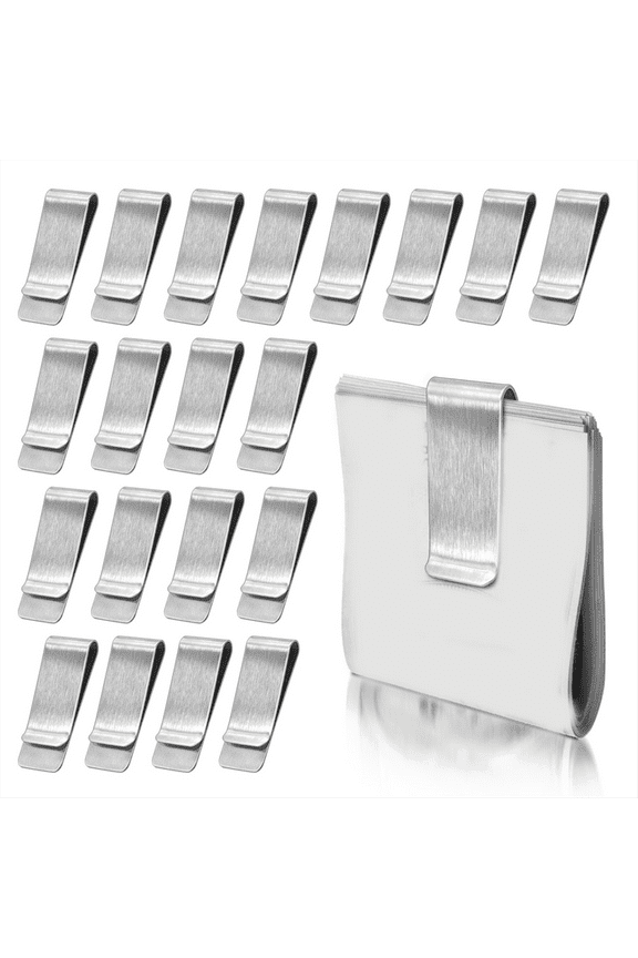 20Pack Stainless Steel Money Clip Silver Slim Cash Clip,Card Holder Metal Clips Minimalist Pocket Wallet