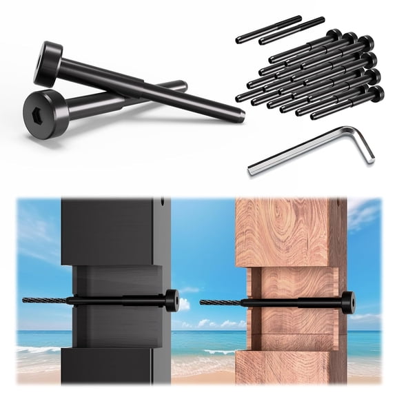 20Pack Swage 1/10" 1/8" Invisible Cable Railing Kit Tensioner Terminal Hidden - PVD Coating Long-Lasting Finish, T316 Stainless Steel Cable Railing Hardware for 2" x 2" Metal Wood Post, Black