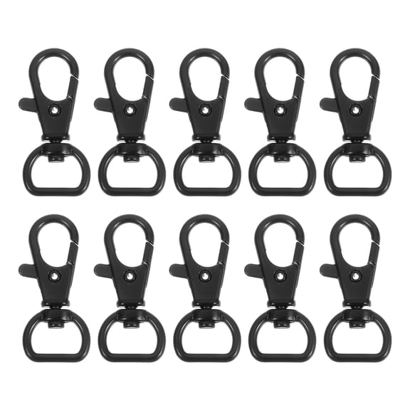 20Pack Swivel Clasps, 0.51" D Ring Lobster Claw Push Gate Snap Hook, Black