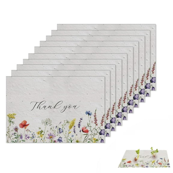20Pack'Thank You'Greeting Cards, Handmade Plantable Wildflower Paper Card for Party Favors, Wedding Favors,Baby Shower Favor,Graduation Party