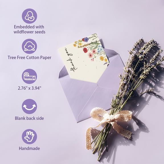 20Pack Wildflower Seed Paper Cards - Pink Heart Handmade Paper Greeting Cards Embedded Wildflower Seeds (10*15cm), Eco-Friendly Plantable Memorial Gifts, for Wedding Favors Invitations