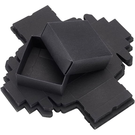 20Packs Black Kraft Square Paper Boxes Gift Wrapping Box with Lids 3.4x3.4x1.4" Gift Wrapping Box DIY