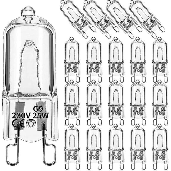 20Packs G9 Halogen Light Bulbs,25-60W Clear Halogen Lamps Dimmable,Warm White 2800K for Chandeliers