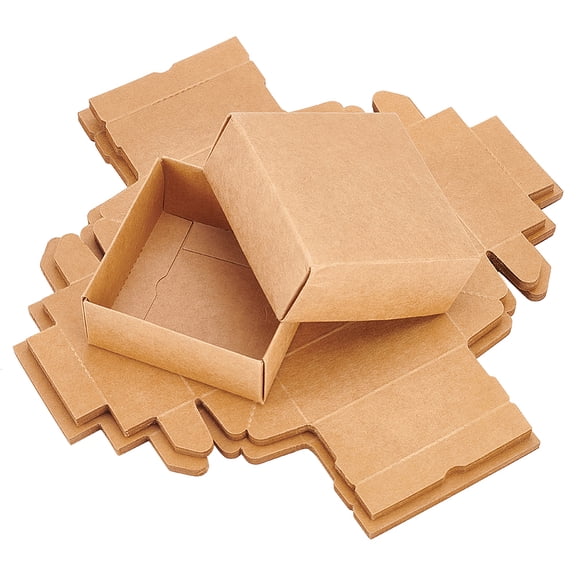 20Packs Square Gift Boxes with Lids Brown Kraft Paper Boxes 3.4x3.4x1.4 Gift Wrapping Box