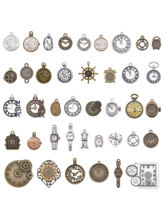 20Pair Random Mixed Alloy Clock Watch Charms Dangle Pendant Necklacj Bracelet Earrings DIY Making Accessories