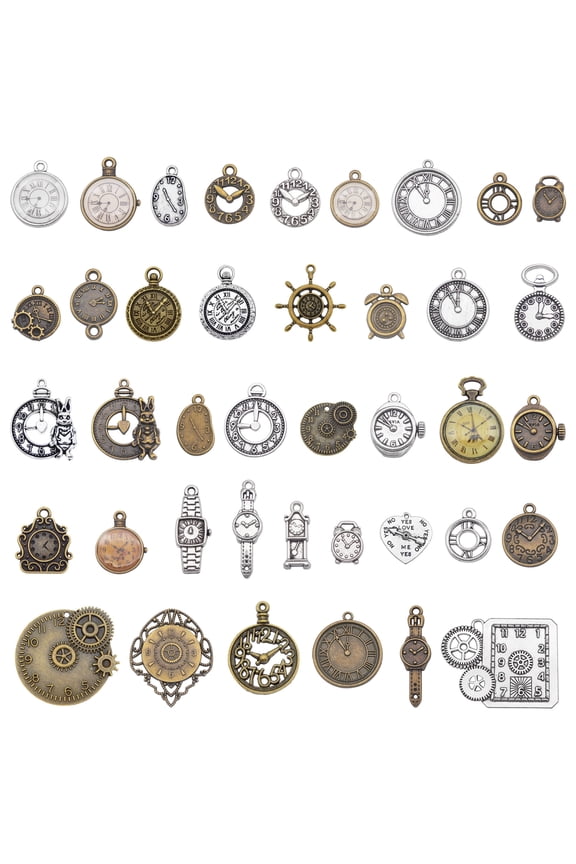 20Pair Random Mixed Alloy Clock Watch Charms Dangle Pendant Necklacj Bracelet Earrings DIY Making Accessories