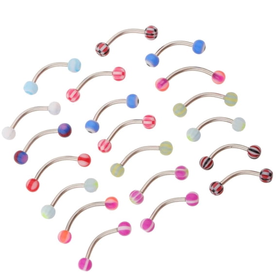 20Pc Acrylic Curved Barbell Lip Stud Eyebrow Jewelry 18G /