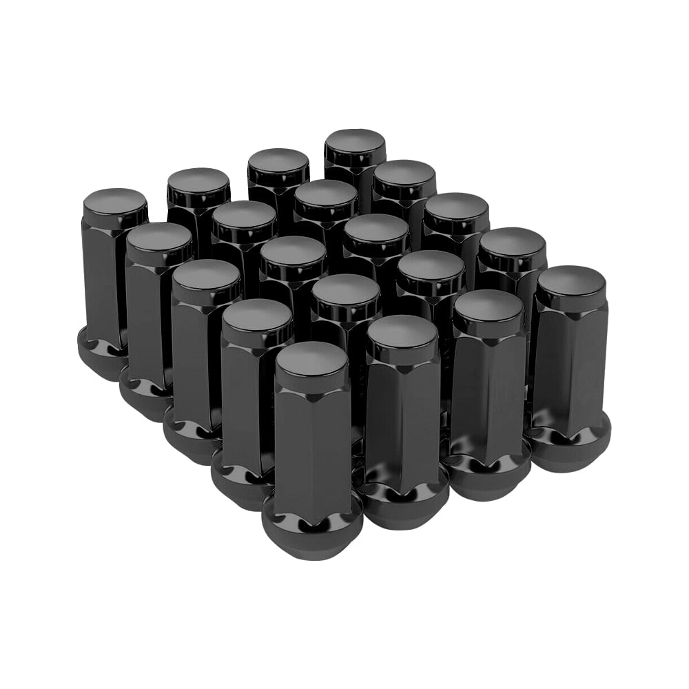 20Pc Black 1.8" Tall 14x1.5 Bulge Acorn Lug Nut 3/4" Hex Fit Ford Lincoln Model