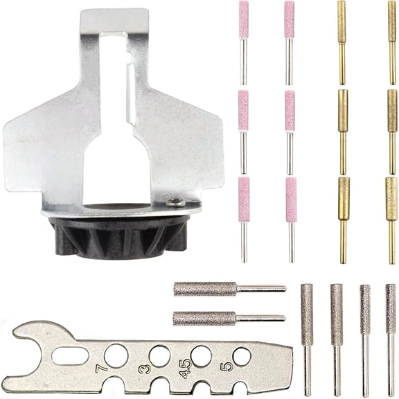 20Pc Chainsaw Sharpening Kit Diamond Burr Files Angle Guide for Drill Chain Saw Blade Lawn Mower