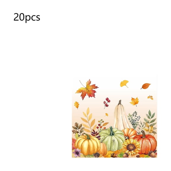 20Pc Thanksgiving Fall Pumpkin Maple Leaf Disposable Paper Towels, 6.3 Inch Disposable Easy Cleanup for Fall Harvest Family Gathering Outdoor Picnic Thanksgiving Holiday Party Table Decor