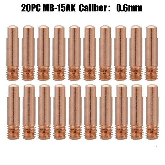 20Pc Tip Gas Nozzle Mb-15Ak M6*25mm Welding Torch Contact Contact Tip Gas Nozzle 0.6mm