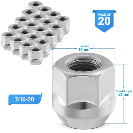 20Pc ZINC 7/16-20 OPEN END BULGE ACORN WHEEL LUG NUTS FIT VINTAGE CHEVY MODELS