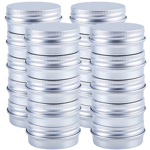 20Pcs 0.5 Ounce Aluminum Round Jar Metal Tin Jars 15ml Silver Refillable Leak Proof Storage Tins Containers Bottle with Screw Lid DIY