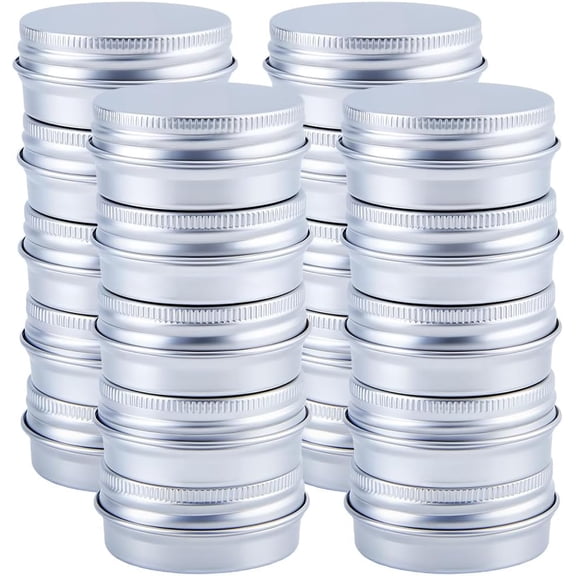 20Pcs 0.5 Ounce Aluminum Round Jar Metal Tin Jars 15ml Silver Refillable Leak Proof Storage Tins Containers Bottle with Screw Lid