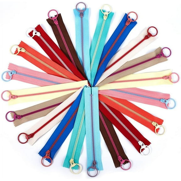 20Pcs 10 Colors #3 Colorful Resin Zippers with Ring Pulls 7 Inch(18cm) Non Separating Closed End Plastic Zipper for Coat Jackets Bags DIY Tailor Sewing Craft Accessories Mixed Color