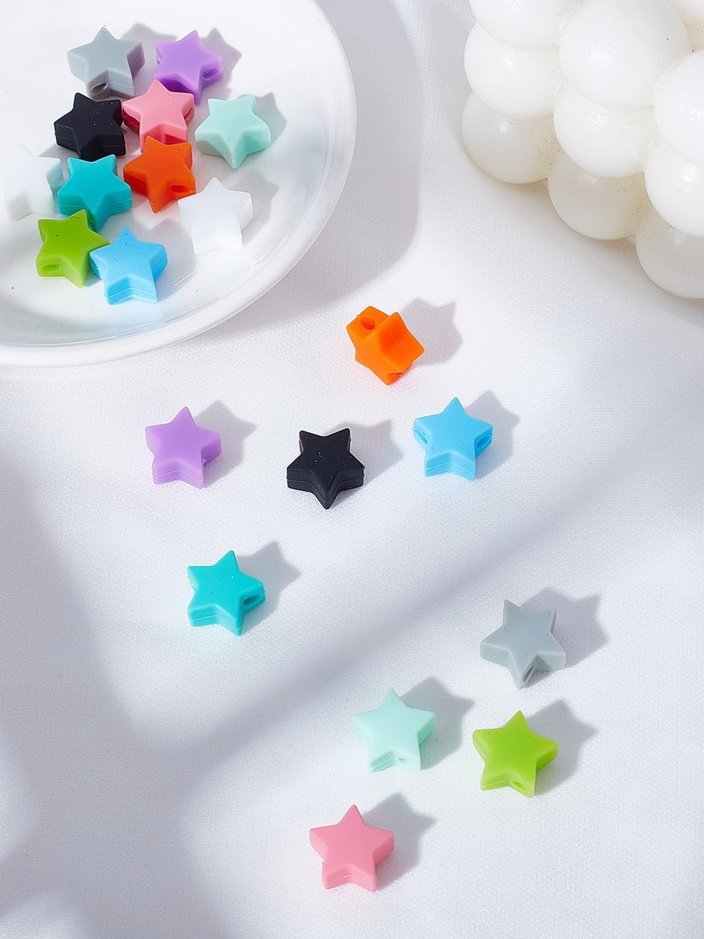100 Pcs Star Shaped Glass Beads - 8mm Plated Spacer Charms For DIY Bracelet, Necklace, Jewelry Making (Mixed Colors)
