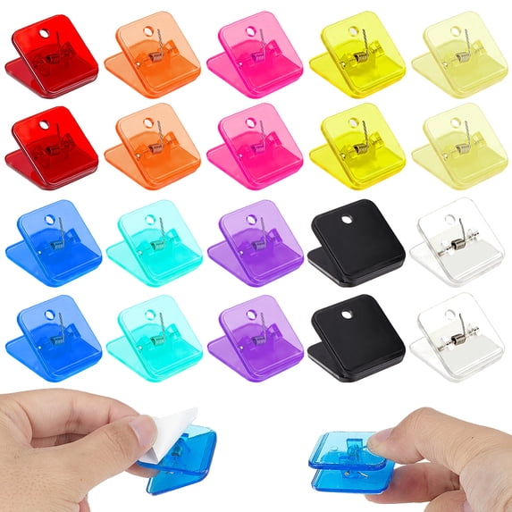20Pcs 10 Colors Plastic Photo Paper Craft Clips Square with Double ...