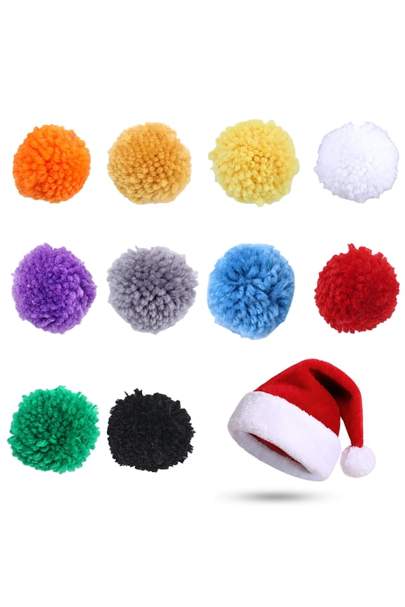 20Pcs 10 Colors Round Wool Yarn for Hat & Scarf Decoration Mixed Color 230~240mm 2pcs/color