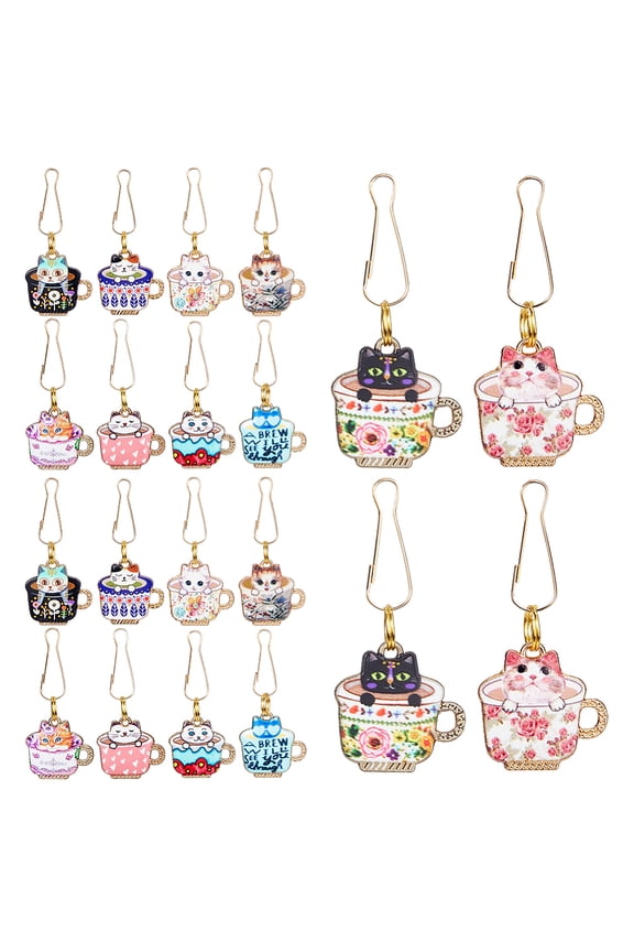 20Pcs 10 Styles Zipper Pull Charms Alloy Enamel Zipper Replacement Metal Zipper Decorative Cup Cat Charms Zipper Pull Extended Zipper Tab