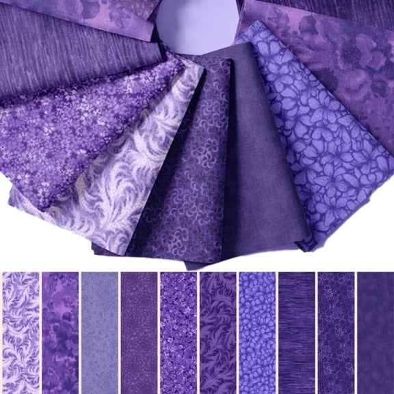 20Pcs 10"x8" Pre-cut Fabric Squares, Cotton DIY Patchwork Bundle for Sewing and Crafting,Purple Flower