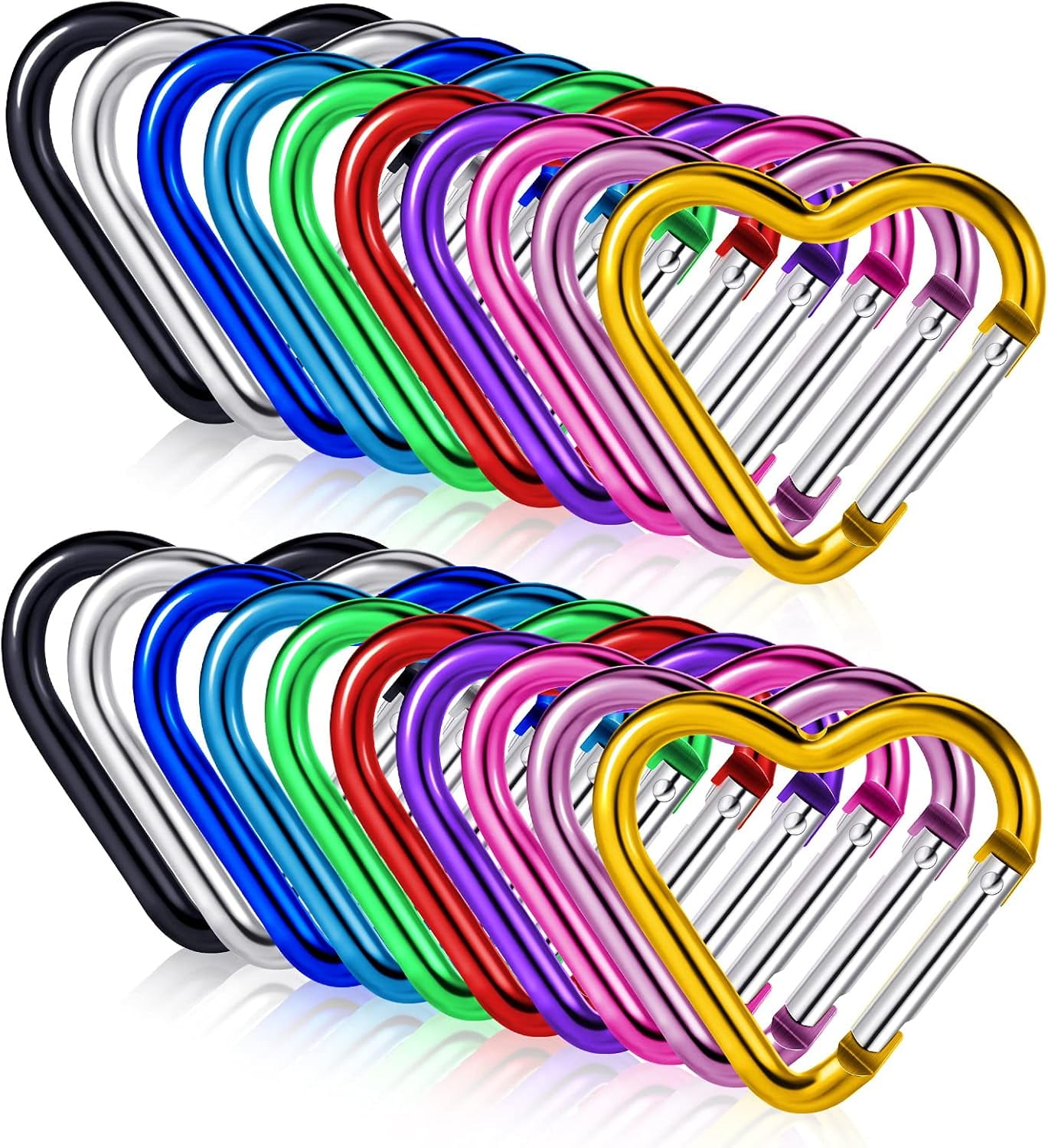 20Pcs/100Pcs Heart Shape Keychain Clip Aluminum Alloy Carabiner Keychain Clip Spring Snap Hook