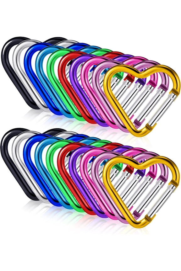 20Pcs/100Pcs Heart Shape Keychain Clip Aluminum Alloy Carabiner Keychain Clip Spring Snap Hook