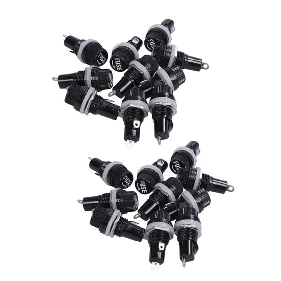 20Pcs 10A AC 250V 5mm x 20mm Panel Mounted Plastic Fuse Holder Socket,20 x Panel Mount Fuse Holder,black