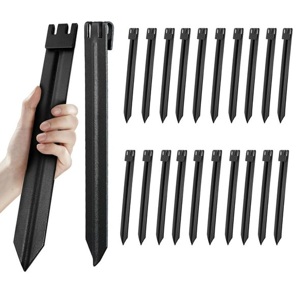 20Pcs 10Inch Metal Landscape Edging Stakes, No Installation for Corrugated Garden Landscape Edging/Terrace Board/Grass Barrier/Bender Board/Garden Liner/Tent pegs/Dog Stakes