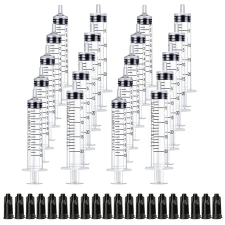 20Pcs 10ml 20ml Plastic Syringe with Caps, Multiple Uses Measuring Syringe Tools for Scientific Labs Measurement, Measuring, Dispensing, Watering, Refilling