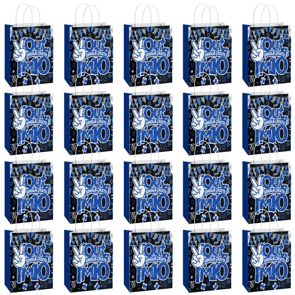 20Pcs 10th Birthday Theme Party Bags, Party Favor Bags,Birthday Party Decorations, With Handles Favor Bags Candy Gift Bags for Adults Birthday Party Retirement Decoration Supplies