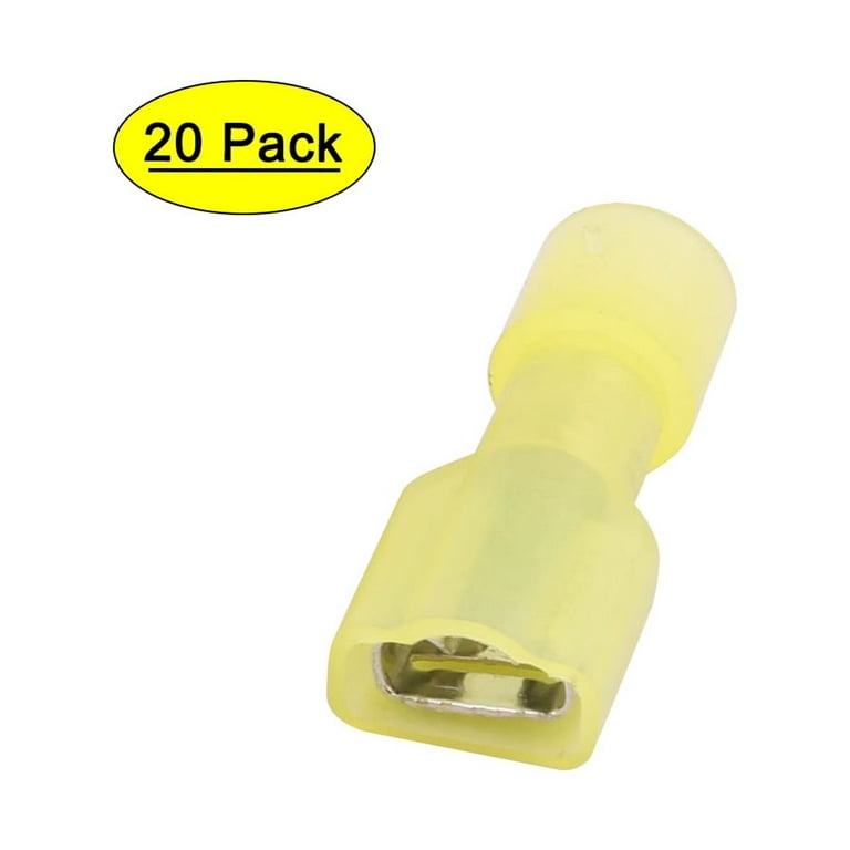 20Pcs 12-10AWG Wire Insulated 6.3mm Female Spade Crimp Terminal Connector  Yellow 