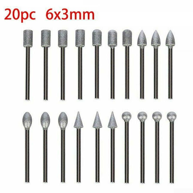 20Pcs 120 Grit Diamond Burr Set Drill Bits Set for Tool Rotary Grinding Ceramic