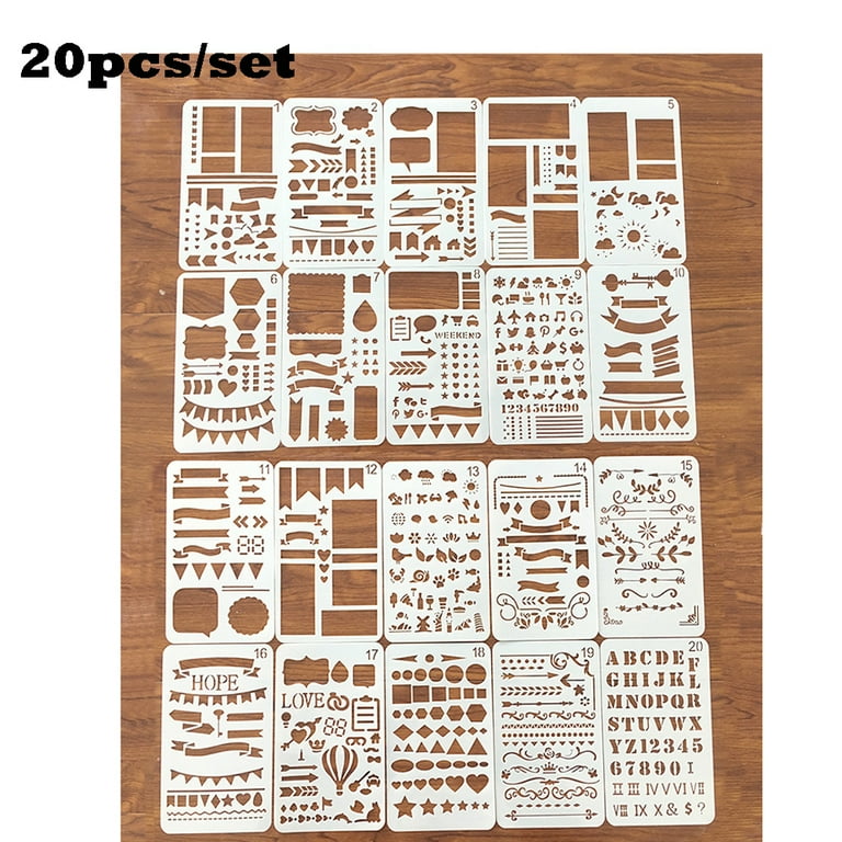 20Pcs/12Pcs Bullet Journal Stencil Set Plastic Planner Brand New