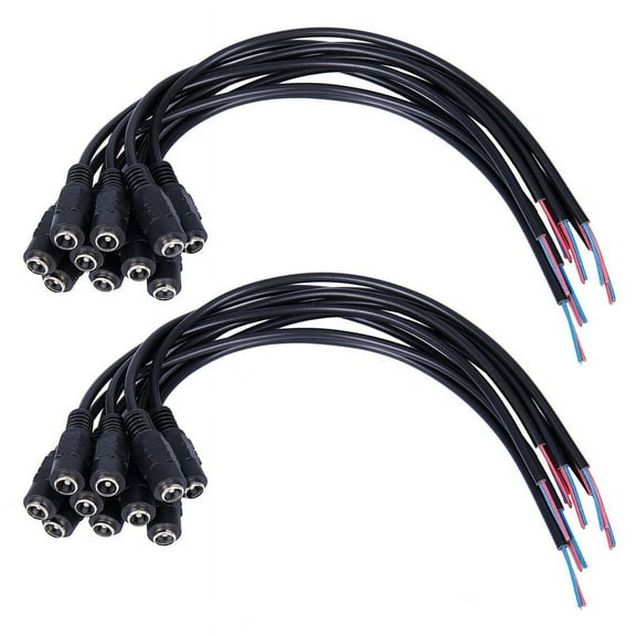 20Pcs 12V DC Power Plug Female Jack Plug Connector Cable 5.5X2.1mm with Cord Cable 15CM for CCTV LED Strip Light