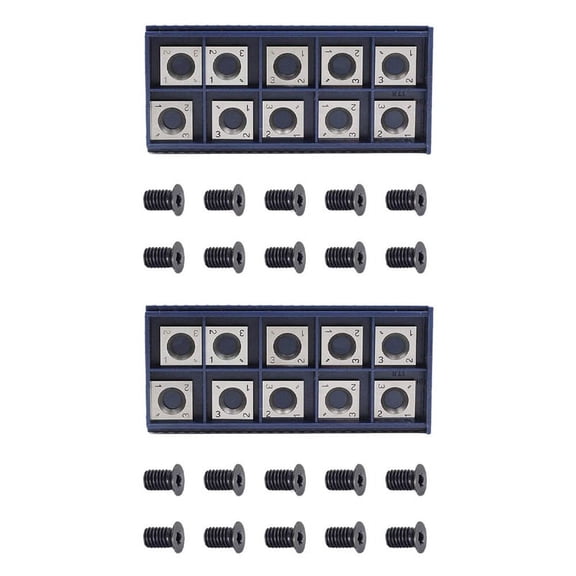20Pcs 14mm Square Straight Carbide Cutter Insert with 10Pcs M610mm Screws,20 x Carbide Cutter 20 x M6 10mm Screws,silver
