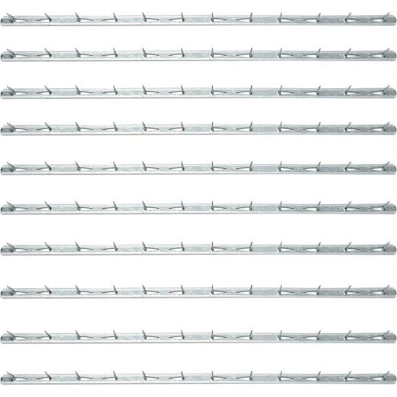 20Pcs 15.74x0.44inch Metal Tack Strips Sofa Rack with Nail Iron Bar Fangs Silver Galvanized Sofa Accessories Fabric Reupholstery Supplies