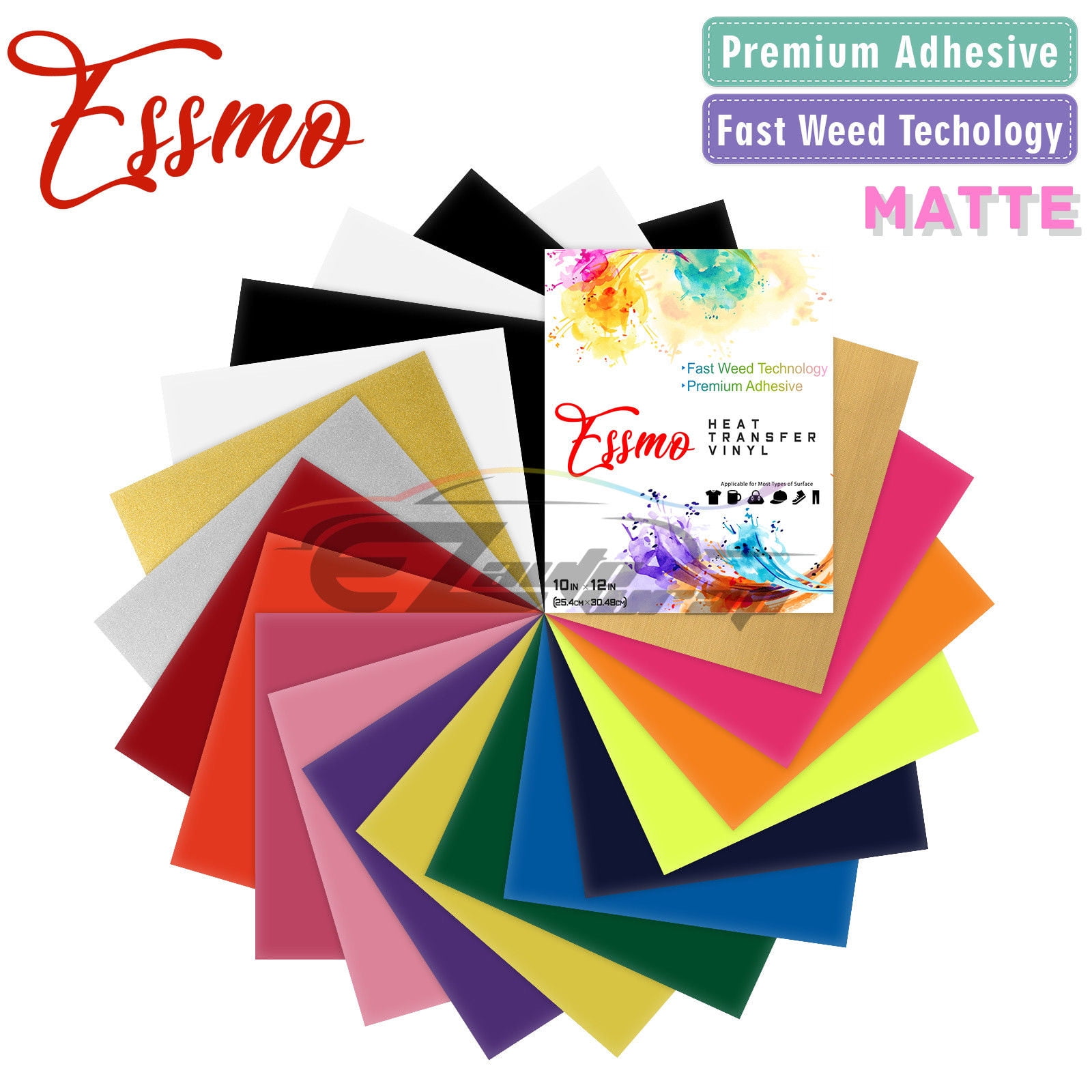 20Pcs 16 Colors Heat Transfer Vinyl 12" x 10" Sheets T-Shirt HTV Bundle Pack Set