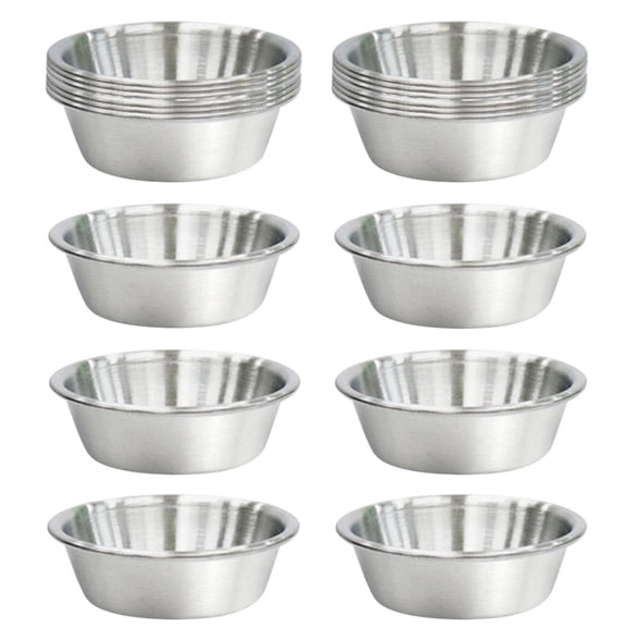 20Pcs 2.3OZ Stainless Steel Sauce Dish, Seasoning Dishes, Premium Sushi Dipping Bowl Saucers, Metal Ramekins, Mini Appetizer Plates, Individual Condiment Sauce Cups (Silver)