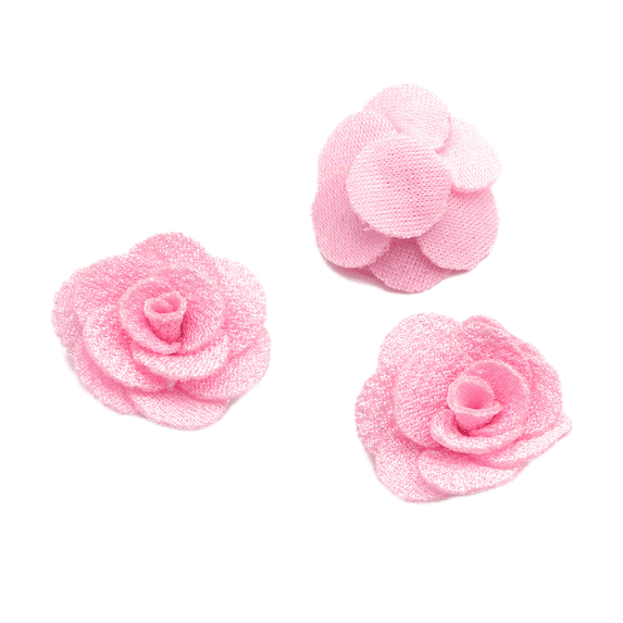20Pcs 2.5cm 3D Mesh Rose Flower Applique For DIY Headwear Hair Clips Decor Accessories Clothes Hat Shoes Crafts Sewing Patches
