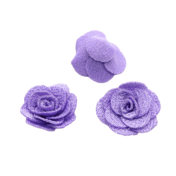 20Pcs 2.5cm 3D Mesh Rose Flower Applique For DIY Headwear Hair Clips Decor Accessories Clothes Hat Shoes Crafts Sewing Patches