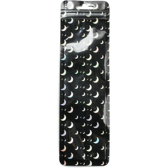 20Pcs 2.5x8.5 inch Rectangle Laser Plastic Zip Lock Gift Bags Moon Self Sealing Reusable Package Pouches for Pen Keychain Watch Storage Black Thickness: 2.7 Mil(0.07mm) Making DIY