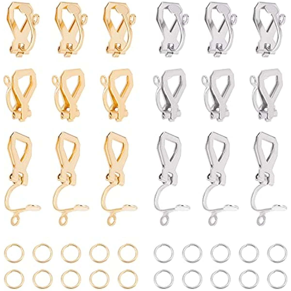 20Pcs 2 Color 304 Stainless Steel Clipon Earrings NonPierced Earring
