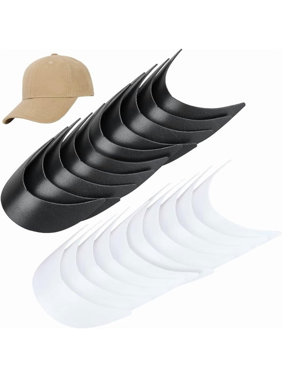 20Pcs 2 Colors Baseball Cap Visor Insert Black White Ball Cap Form Shaper Plastic Hat Brim Baseball Hat Shaper Bump Cap Insert for Craft Sewing Caps Supplies Making colorful