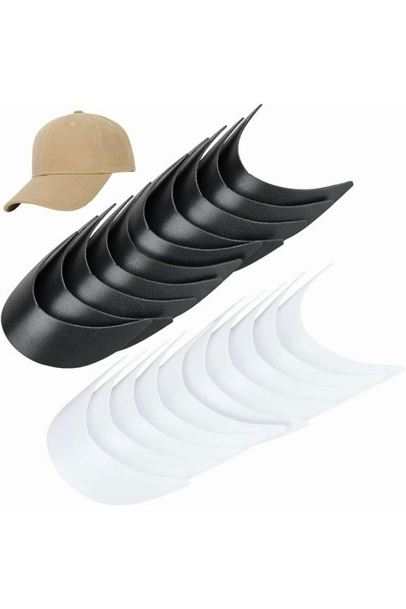 20Pcs 2 Colors Baseball Cap Visor Insert Black & White Ball Cap Form Shaper Plastic Hat Brim Baseball Hat Shaper Bump Cap Insert for Craft Sewing Caps Supplies MakingMixed Color