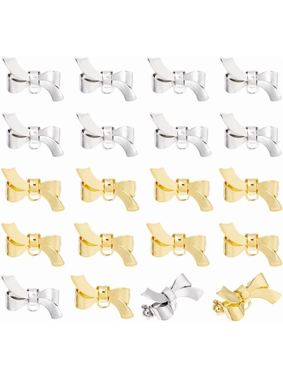 20Pcs 2 Colors Bowknot Brooch with 3mm DIY Loop Lapel Pin Metal Bowtie Pin Tie Brooch with Safety Pin for Suit Standing Collar Jacket Coat Women's Clothing Accessories