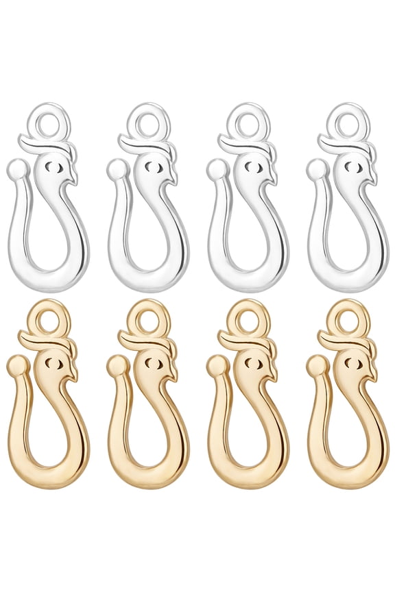 20Pcs 2 Colors Brass Pendants Snake Charm Mixed Color 15x6.5x1.5mm Hole: 1.4mm 10pcs/color