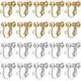 thumbnail image 1 of 20Pcs 2 Colors Clip-on Earring Findings 24K Gold Sterling Silver Plated Non Pierced Earring Converter Screw Back Components with Loop for Jewellery Making DIY, 1 of 5