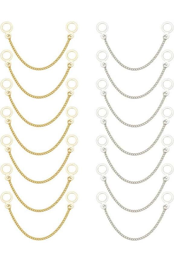 20Pcs 2 Colors Iron Curb Chain Sew On Coat Hanging Chains with 304 Stainless Steel Loops Mixed Color 10cm 2 colors 10pcs/color 20pcs/set