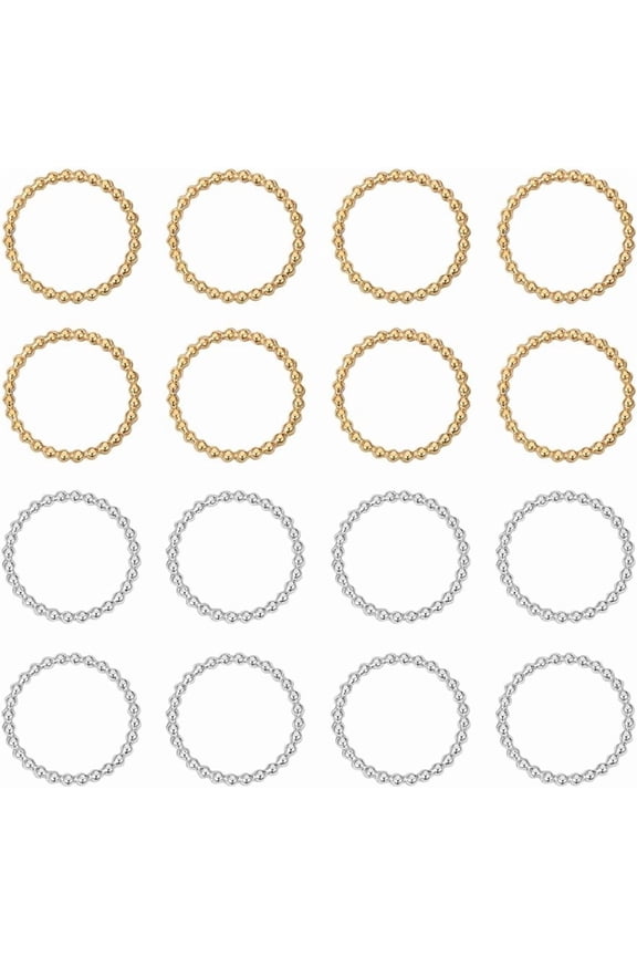 20Pcs 2 Colors Stainless Steel Linking Ring Round Bead Ring Open Bezel Charms Flat Round Connectors Hollow Link Rings for DIY Crafts Jewelry Making