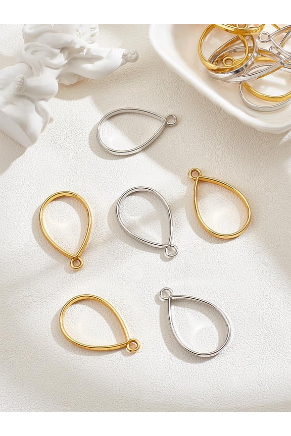 20Pcs 2 Colors Teardrop Open Back Bezel Pendants Open Back Bezel Big Pendants for DIY UV Resin Epoxy Resin DIY Jewelry Necklace Bracelet Earring Pressed Flower Making 33x20.5x3mm Hole: 2.5mm Colorful